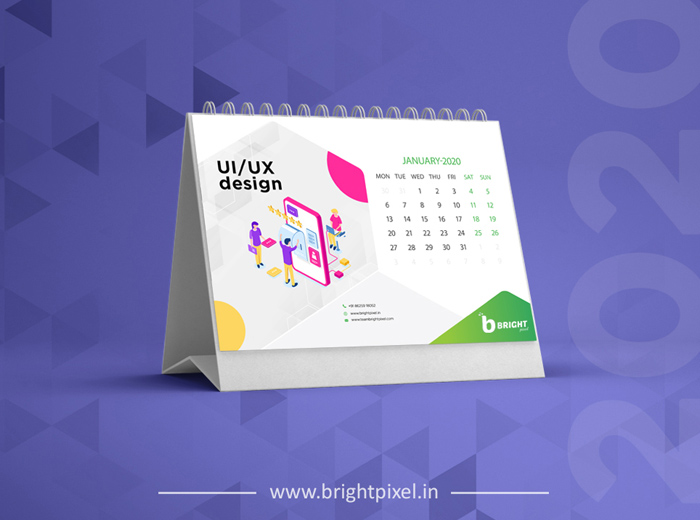 Bright Pixel Table Calendar